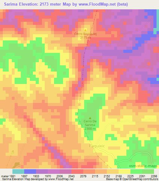 Sarima,Guatemala Elevation Map