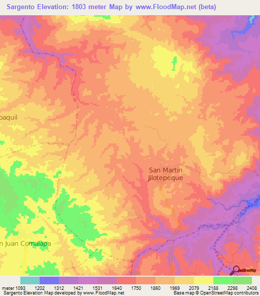 Sargento,Guatemala Elevation Map