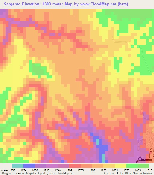 Sargento,Guatemala Elevation Map