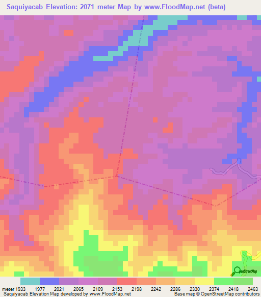 Saquiyacab,Guatemala Elevation Map