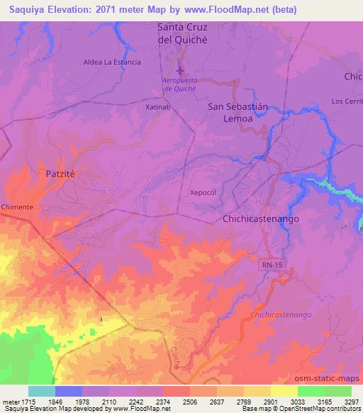 Saquiya,Guatemala Elevation Map