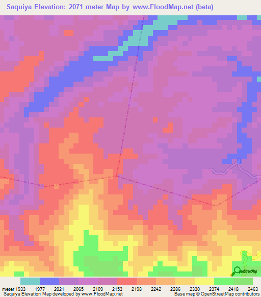 Saquiya,Guatemala Elevation Map