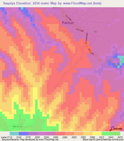 Saquiya,Guatemala Elevation Map