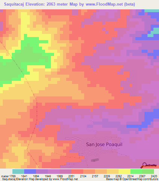 Saquitacaj,Guatemala Elevation Map