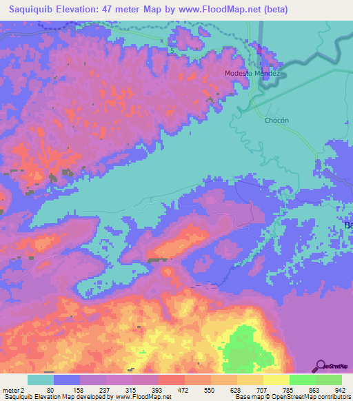 Saquiquib,Guatemala Elevation Map