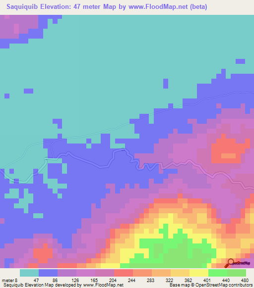 Saquiquib,Guatemala Elevation Map