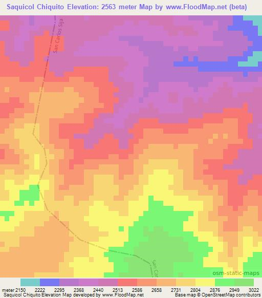 Saquicol Chiquito,Guatemala Elevation Map