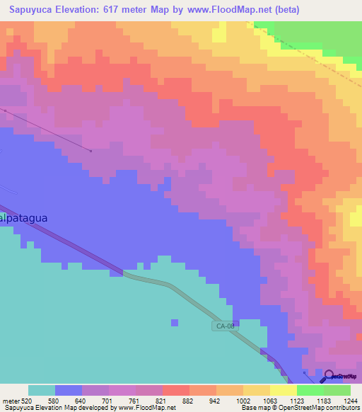 Sapuyuca,Guatemala Elevation Map