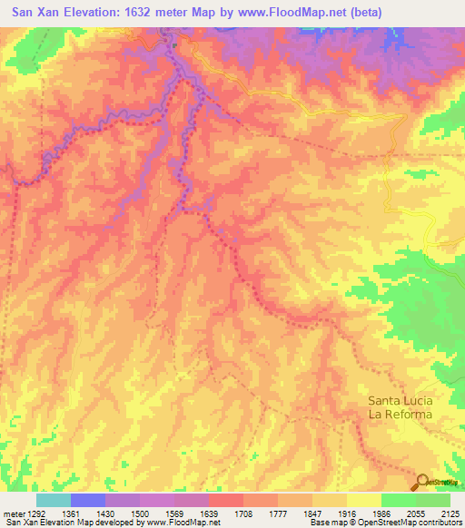 San Xan,Guatemala Elevation Map