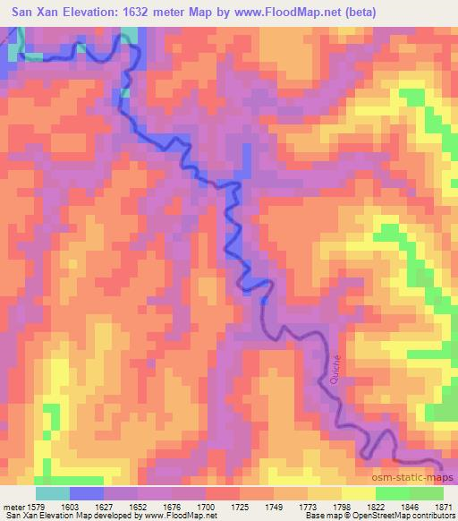 San Xan,Guatemala Elevation Map