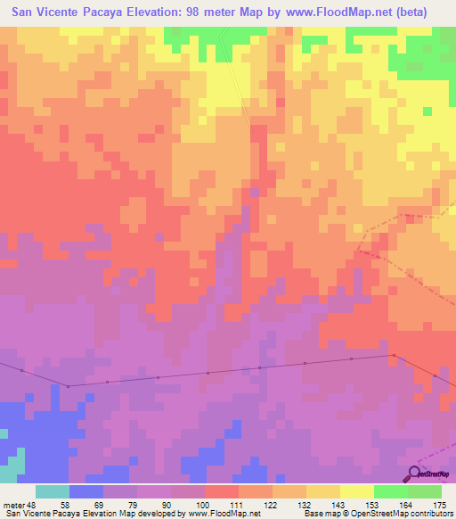 San Vicente Pacaya,Guatemala Elevation Map