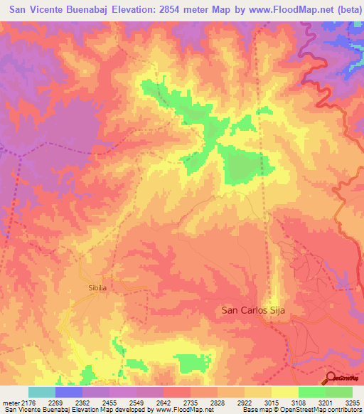 San Vicente Buenabaj,Guatemala Elevation Map