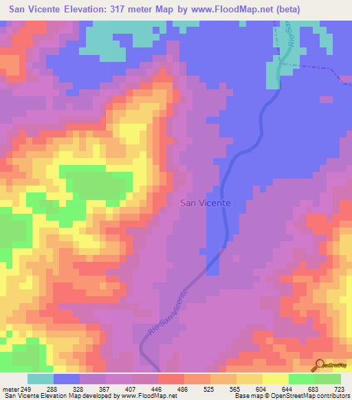 San Vicente,Guatemala Elevation Map