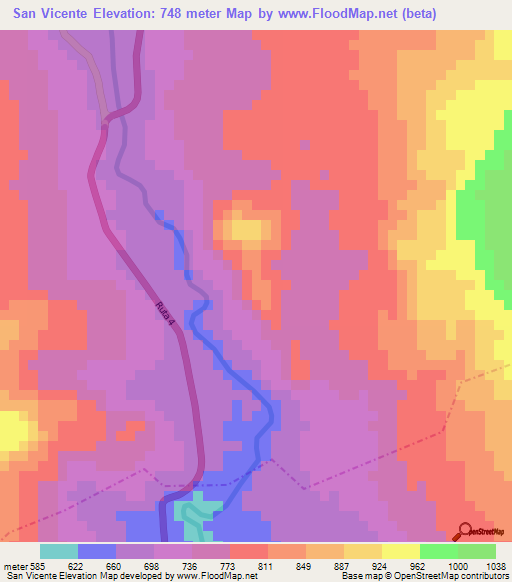 San Vicente,Guatemala Elevation Map