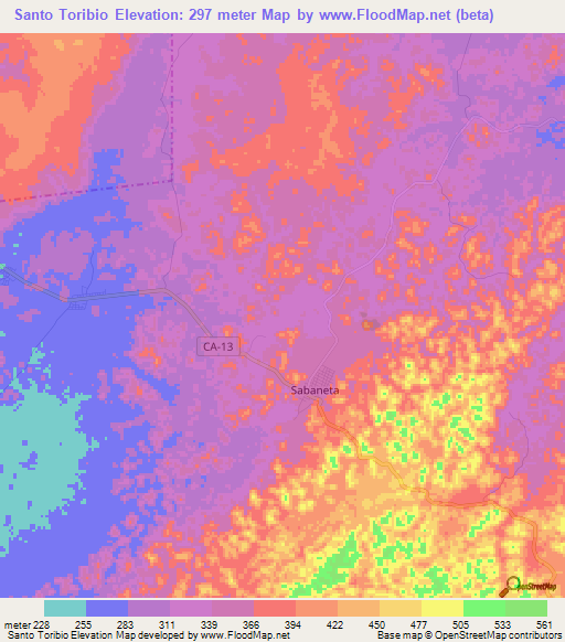 Santo Toribio,Guatemala Elevation Map