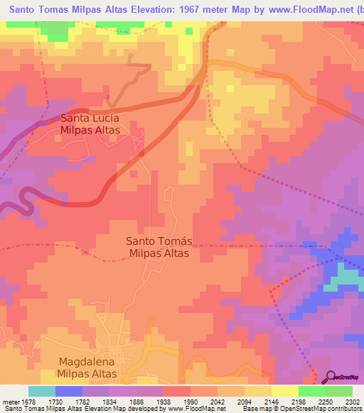 Santo Tomas Milpas Altas,Guatemala Elevation Map