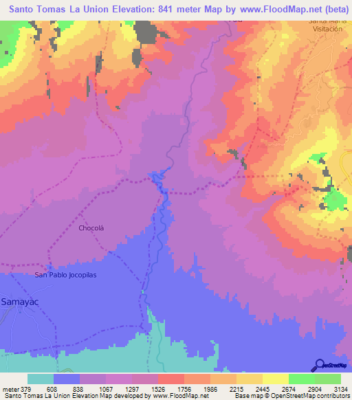 Santo Tomas La Union,Guatemala Elevation Map