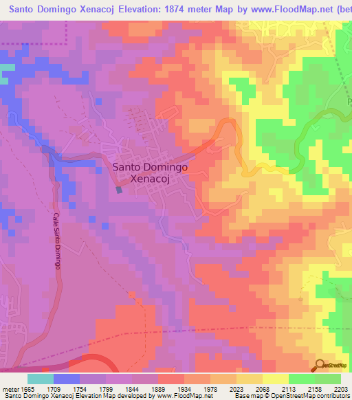 Santo Domingo Xenacoj,Guatemala Elevation Map