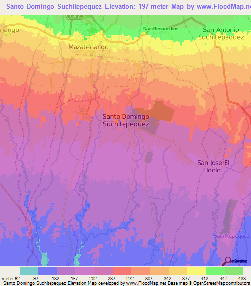 Santo Domingo Suchitepequez,Guatemala Elevation Map