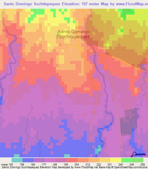 Santo Domingo Suchitepequez,Guatemala Elevation Map