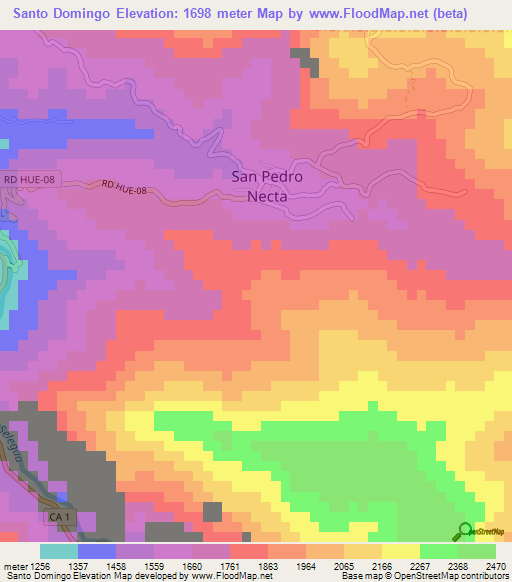 Santo Domingo,Guatemala Elevation Map