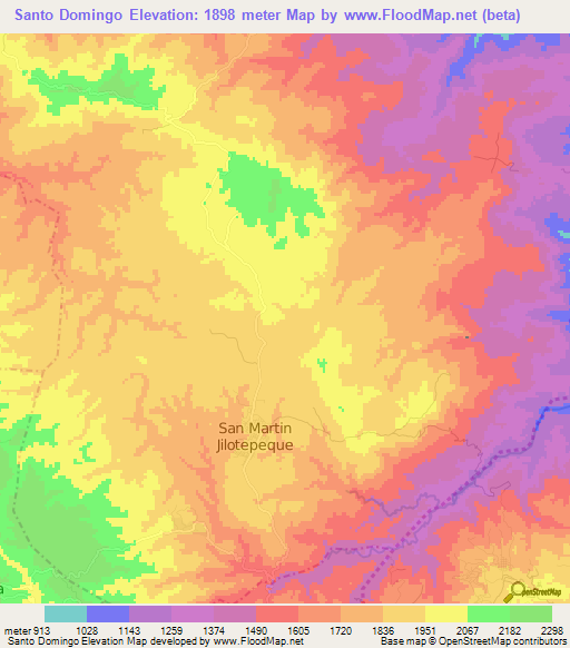 Santo Domingo,Guatemala Elevation Map