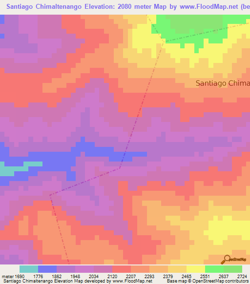 Santiago Chimaltenango,Guatemala Elevation Map