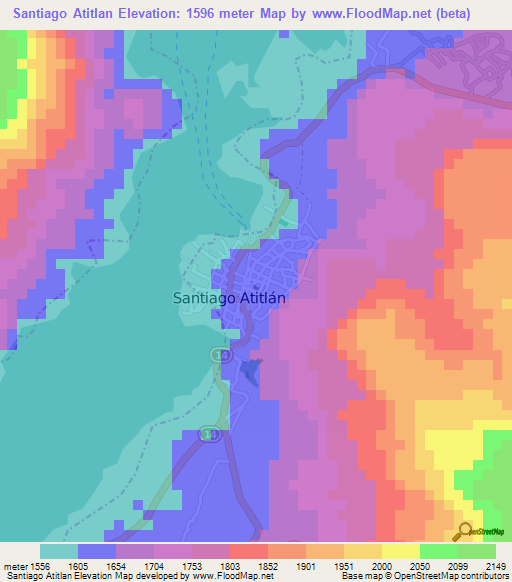 Santiago Atitlan,Guatemala Elevation Map