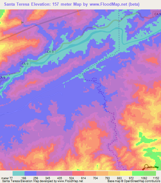 Santa Teresa,Guatemala Elevation Map