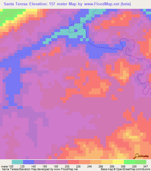 Santa Teresa,Guatemala Elevation Map