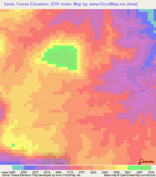 Santa Teresa,Guatemala Elevation Map