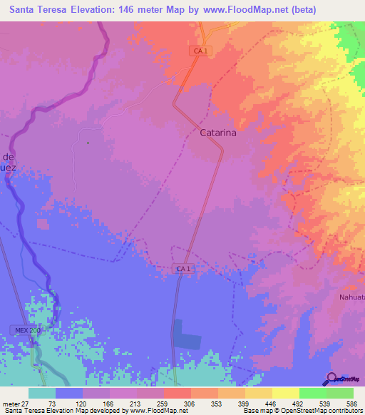 Santa Teresa,Guatemala Elevation Map