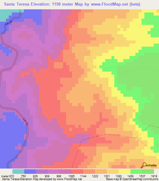 Santa Teresa,Guatemala Elevation Map