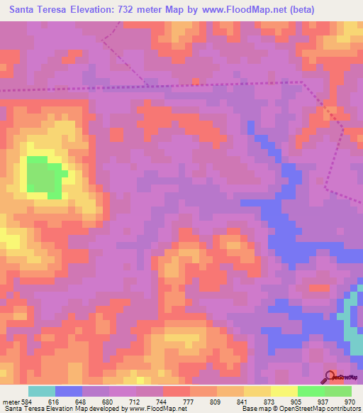 Santa Teresa,Guatemala Elevation Map