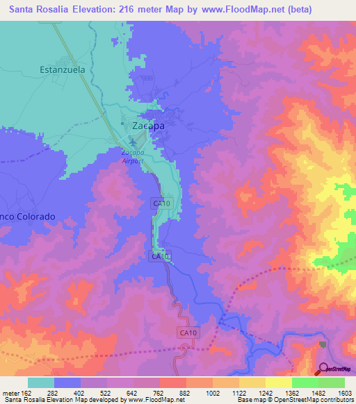 Santa Rosalia,Guatemala Elevation Map