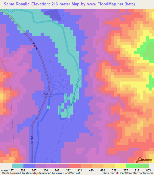 Santa Rosalia,Guatemala Elevation Map