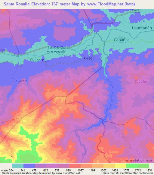 Santa Rosalia,Guatemala Elevation Map