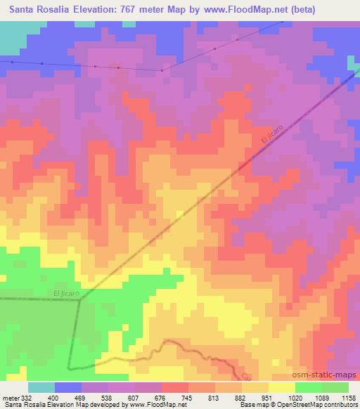 Santa Rosalia,Guatemala Elevation Map