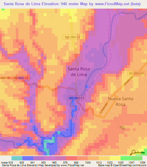 Santa Rosa de Lima,Guatemala Elevation Map