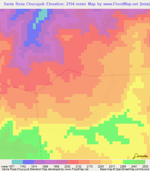 Santa Rosa Chucuyub,Guatemala Elevation Map