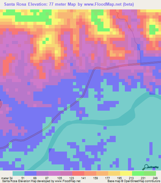 Santa Rosa,Guatemala Elevation Map