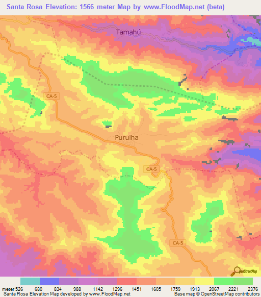 Santa Rosa,Guatemala Elevation Map