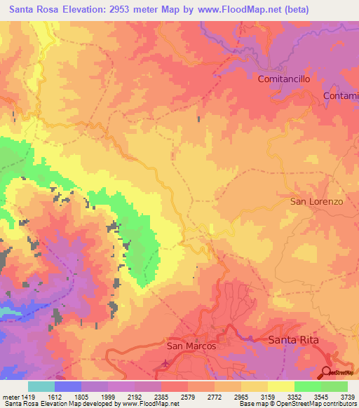 Santa Rosa,Guatemala Elevation Map