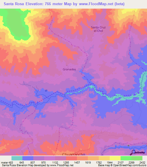 Santa Rosa,Guatemala Elevation Map