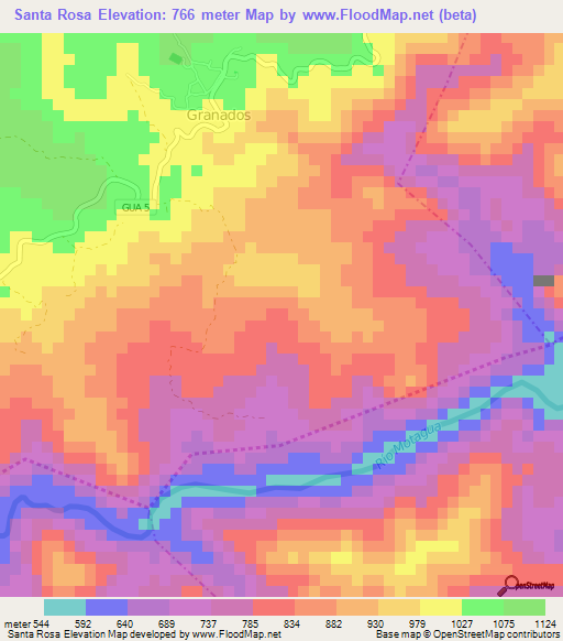 Santa Rosa,Guatemala Elevation Map