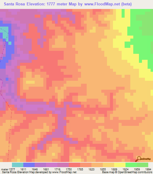 Santa Rosa,Guatemala Elevation Map