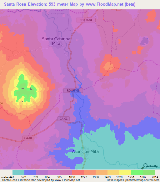 Santa Rosa,Guatemala Elevation Map