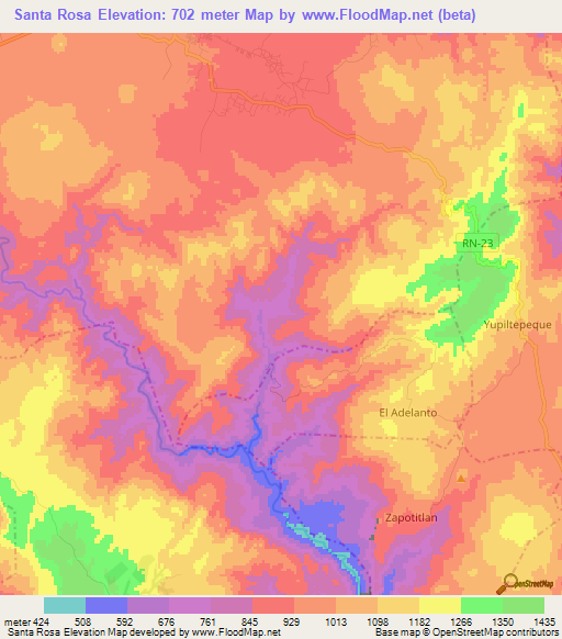 Santa Rosa,Guatemala Elevation Map