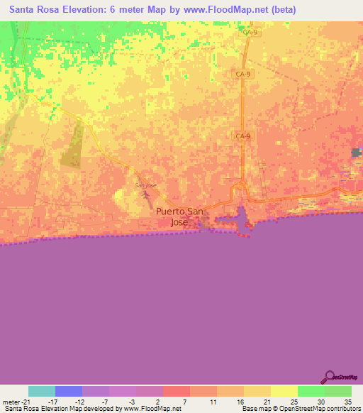 Santa Rosa,Guatemala Elevation Map