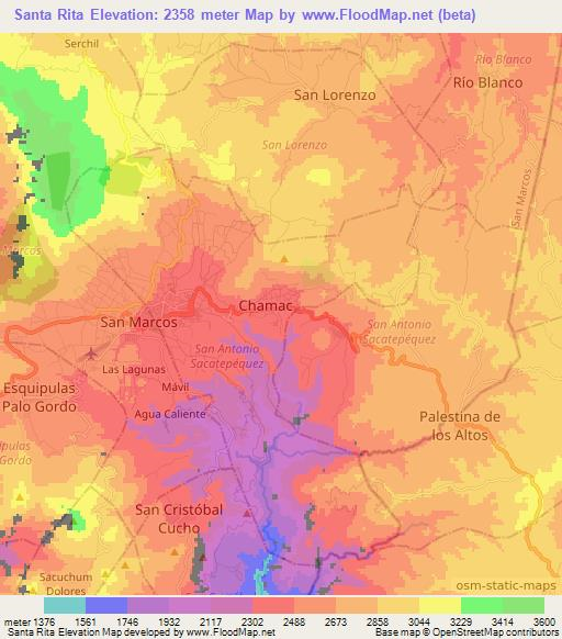 Santa Rita,Guatemala Elevation Map